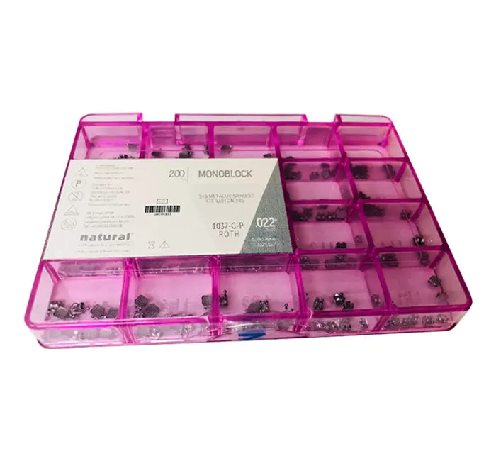 Metallic Bracket Roth .022'' W/H 3,4,5 Set of 10Kits / 200 pcs - Pink Case