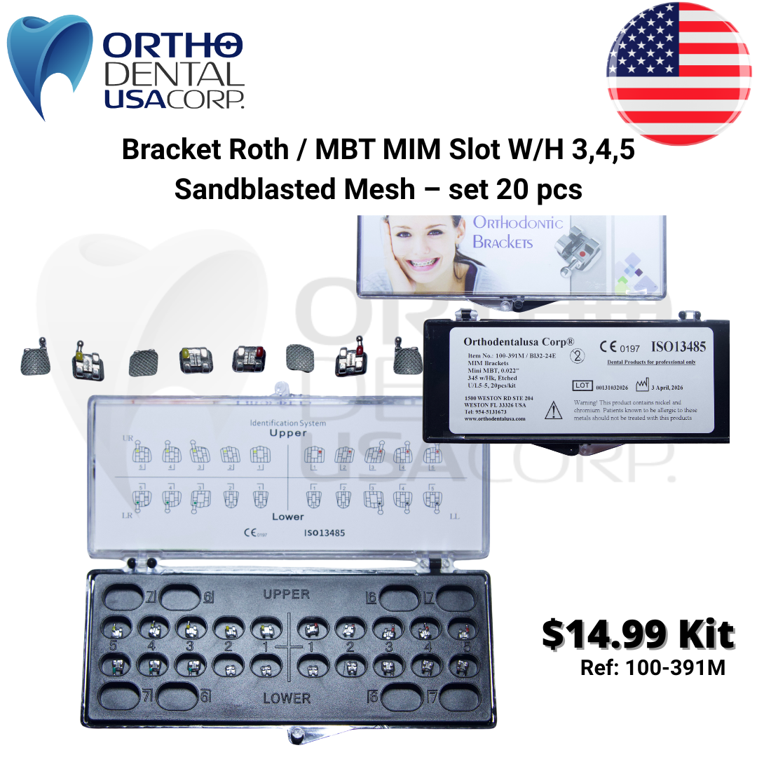 Bracket Roth / MBT MIM Slot W/H 3,4,5 Sandblasted Mesh - set 20 pcs 100-391M