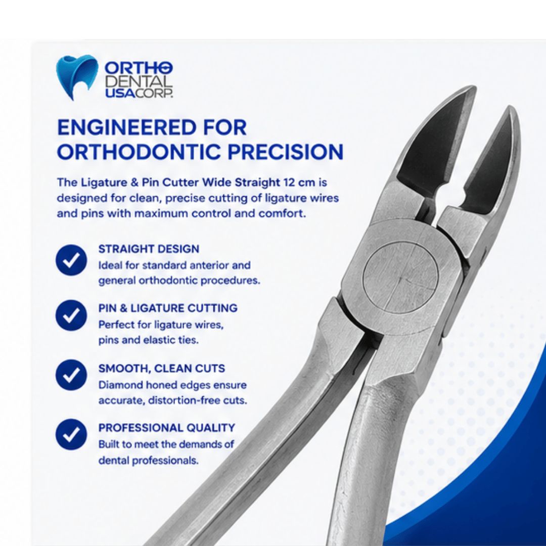 Set x 6 Orthodontic Ligature & Pin Cutters – Wide Straight 12 cm with SS Tip – Hu-Friedy Style/One-Year Warranty - Made for The USA by Premium Orthodontics - Orthodentalusa Corp. N21150330