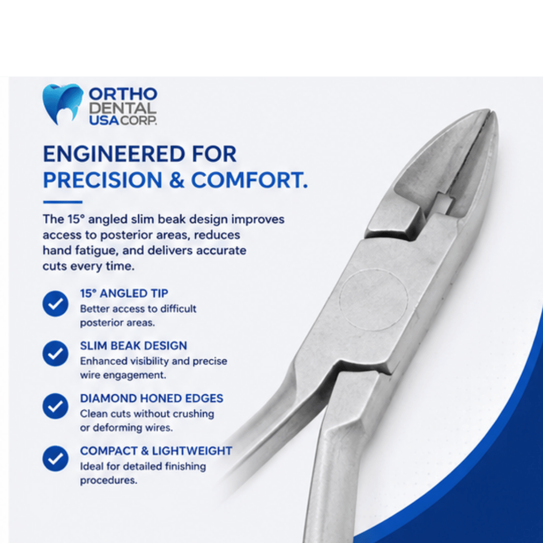 Mini Ligature & Pin Cutters, 15 Degree Angled Slim Beak