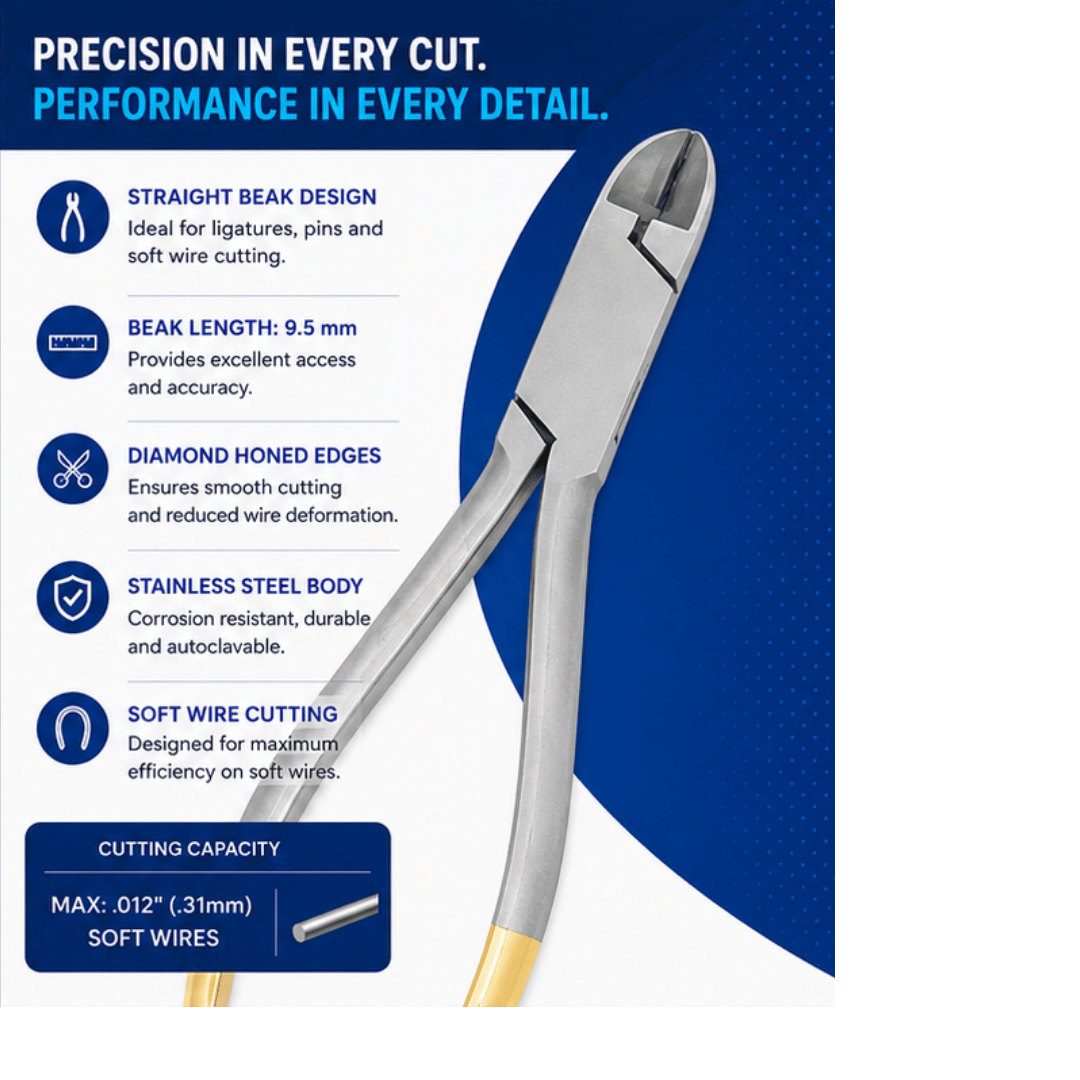 Ligature & Pin Cutters, Staight Orthosource Style Gold Handle