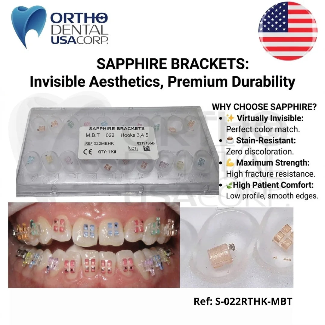Sapphire Bracket W/H 3, 4, 5 .022" 20 pcs Seller USA Seller Orthodentalusa Corp