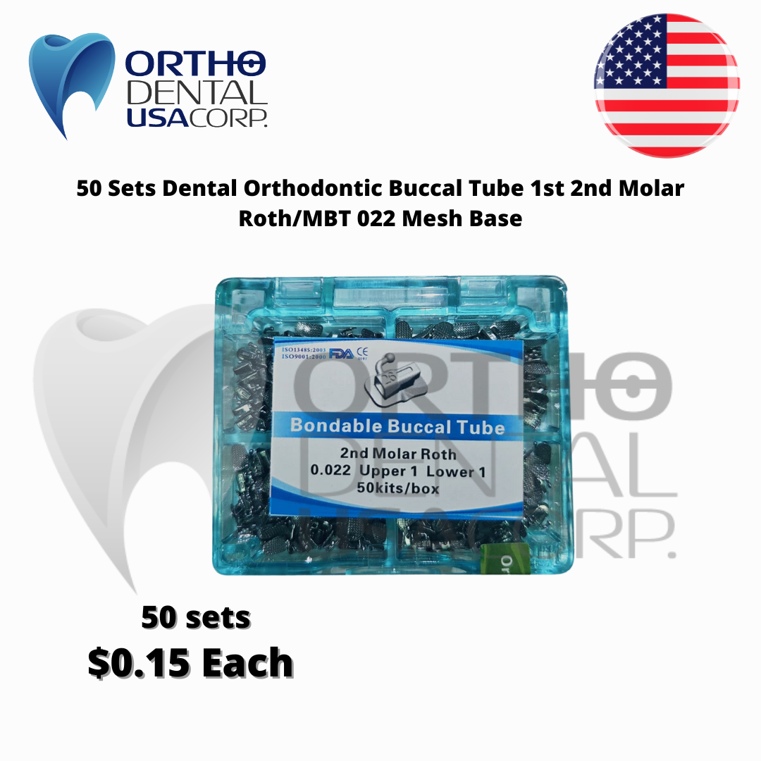 50 Sets (200 pieces) Orthodontic Buccal Tube 1st 2nd Molar Roth/MBT 022 Mesh Base