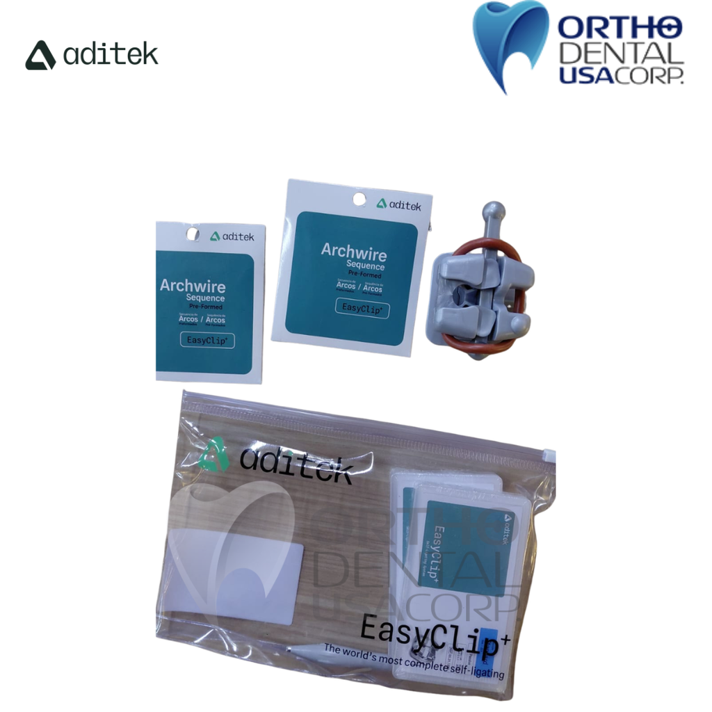 Model for Study with self ligating Brackets 7×7 EasyClip+ Passive 022 MBT Hk 3,4,5 w/28 pcs Vector+, BioMax, Ceramic Translux, Sapphire Aditek 00.02.0005