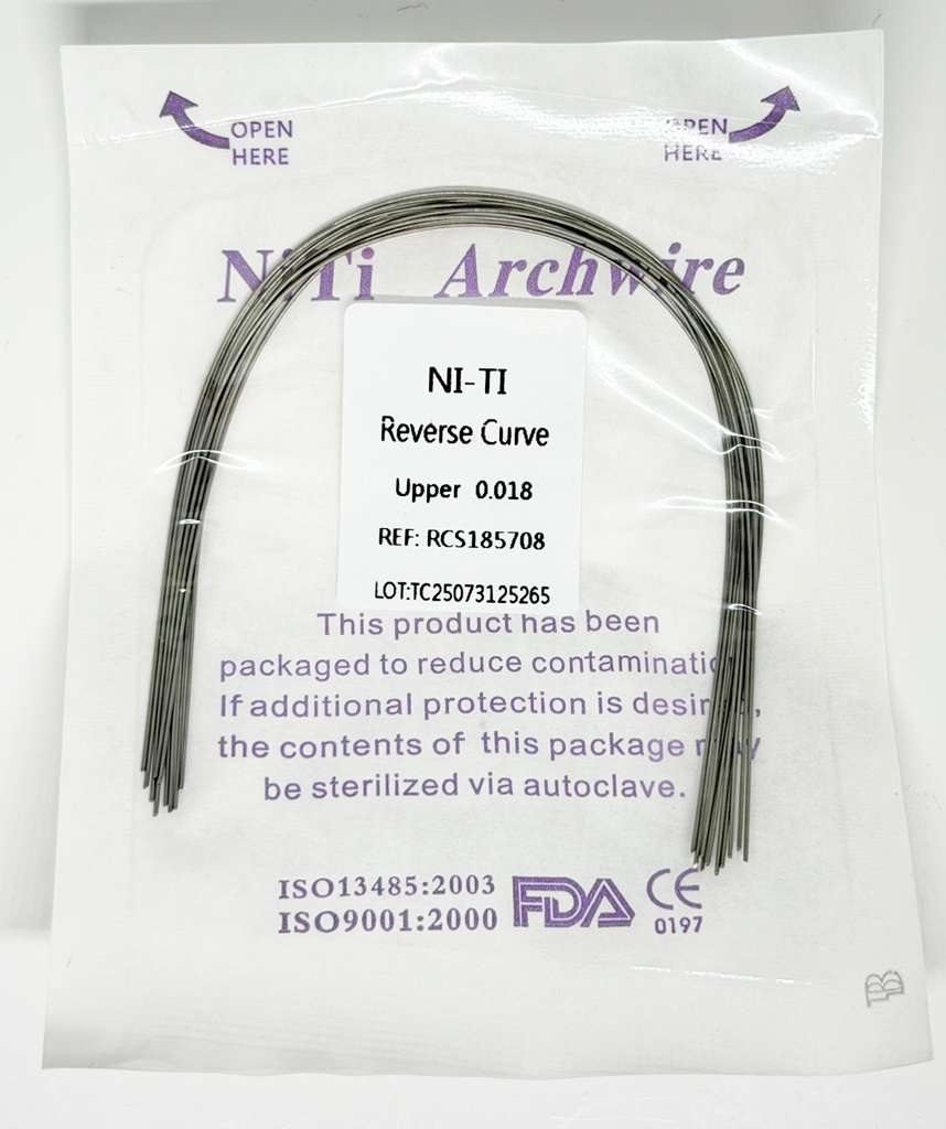 Dental Orthodontic Reverse Curve Arch Wires Super Elastic Niti Rectangular/Round Wires long lengs Vip-EL-RC-16x16U