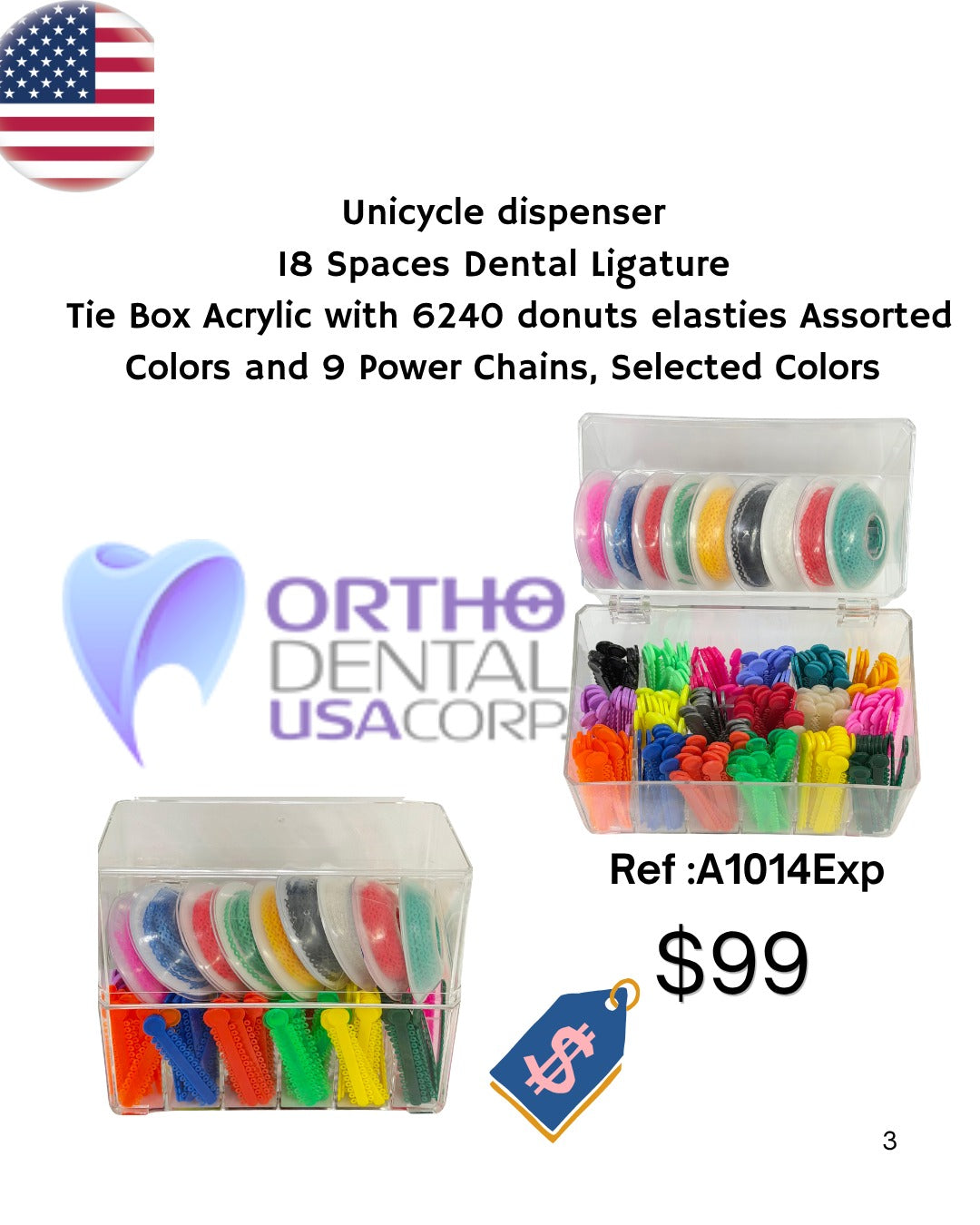 Unicycle Dispenser included LIGATURE TIES 6240 Donuts / 9 power Chains ...