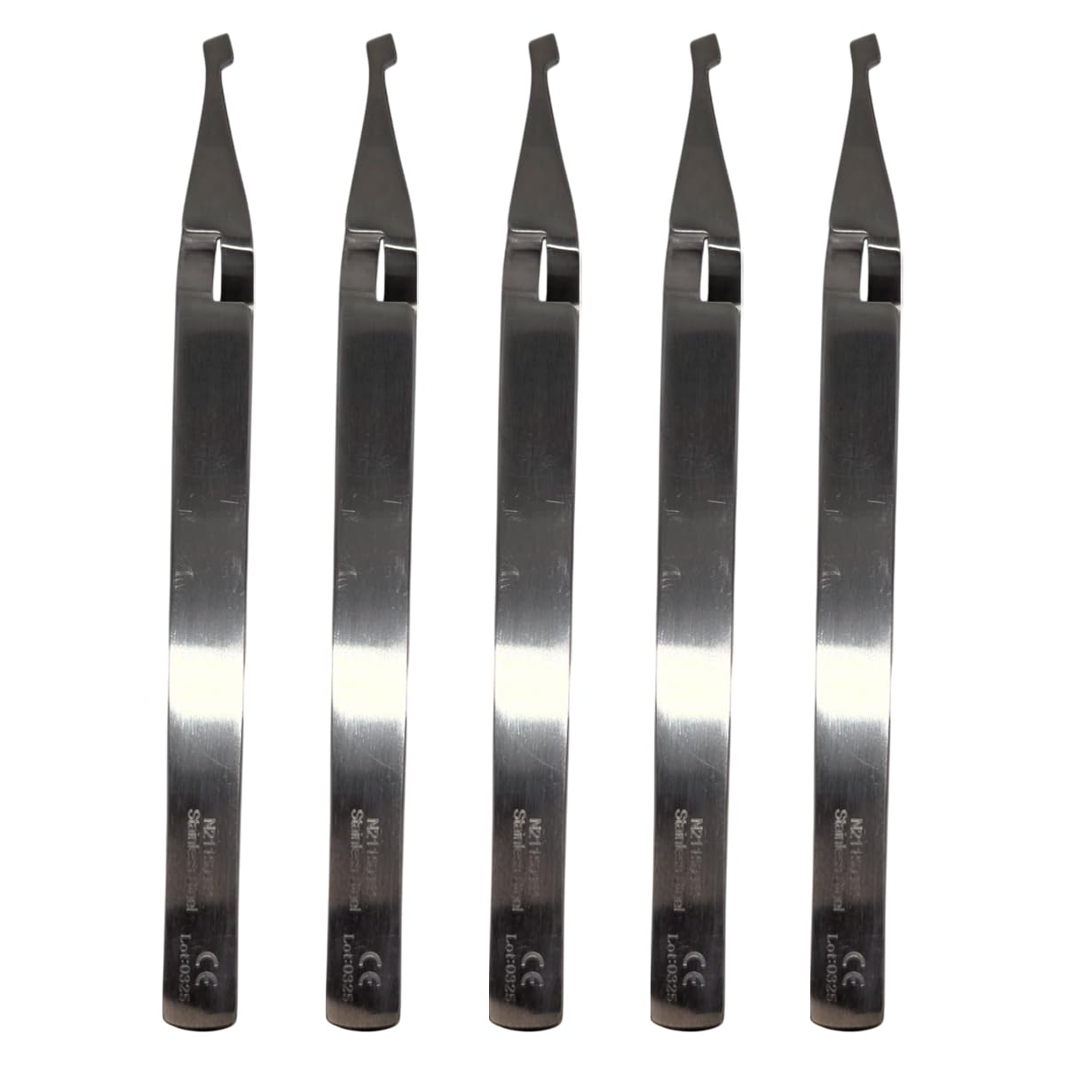 Set x 5 Orthodontic Dental Bonding Tweezers - Slim, Straight Design - Controlled, Stable Pressure/One-Year Warranty - Made for The USA by Premium Orthodontics - Orthodentalusa Corp.