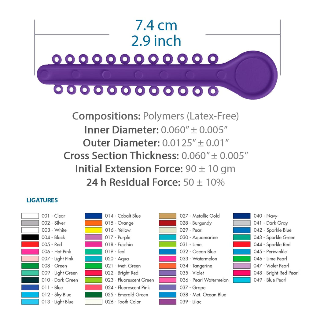 Orthodontic Ligature Ties 42 Keys/24 Donuts 1008pcs-Low Friction Technology, Latex Free, Medical grade polyurethane-.060 Inner/.125 Outer Diameter-Made in USA-Orthodentalusa Corp.