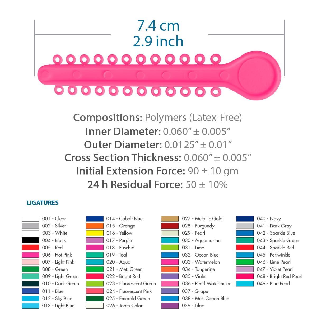 Orthodontic Ligature Ties 42 Keys/24 Donuts 1008pcs-Low Friction Technology, Latex Free, Medical grade polyurethane-.060 Inner/.125 Outer Diameter-Made in USA-Orthodentalusa Corp.