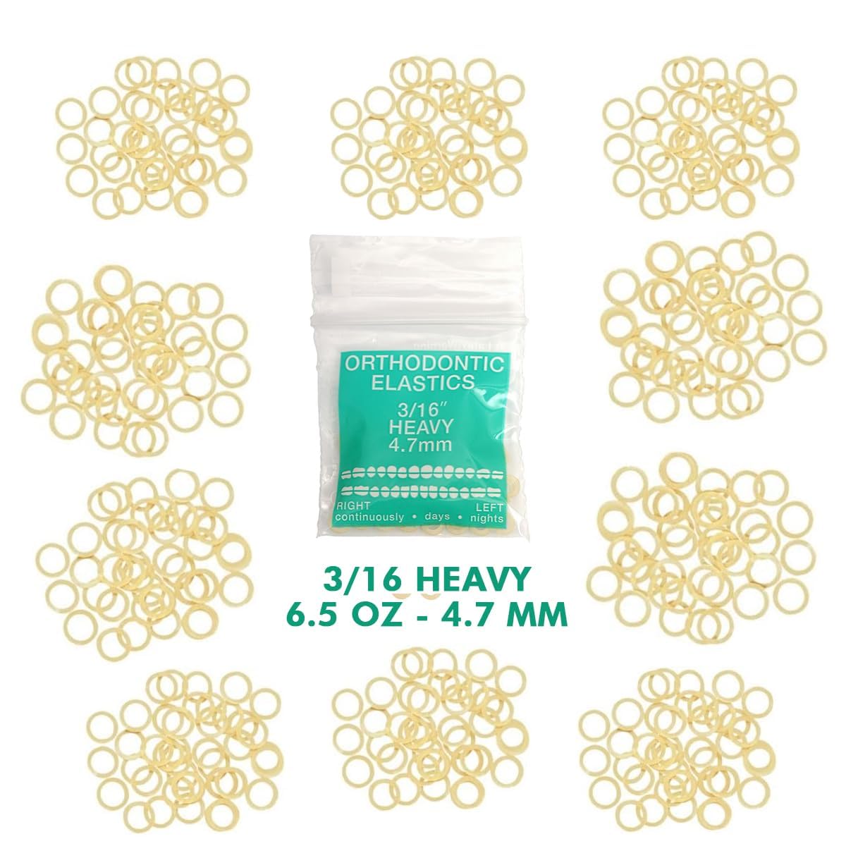 Orthodontic Intraoral Elastics - 10 bag x 100pcs - Surgical Latex - 1000pcs, Dental natural material - Made in USA - Orthodentalusa Corp. Free Shipping