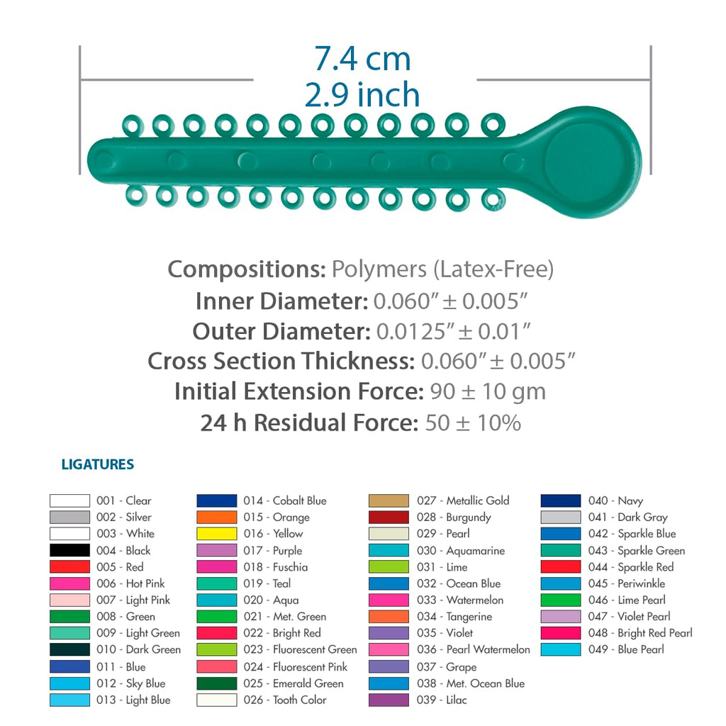 Orthodontic Ligature Ties 42 Keys/24 Donuts 1008pcs-Low Friction Technology, Latex Free, Medical grade polyurethane-.060 Inner/.125 Outer Diameter-Made in USA-Orthodentalusa Corp. Free Shipping