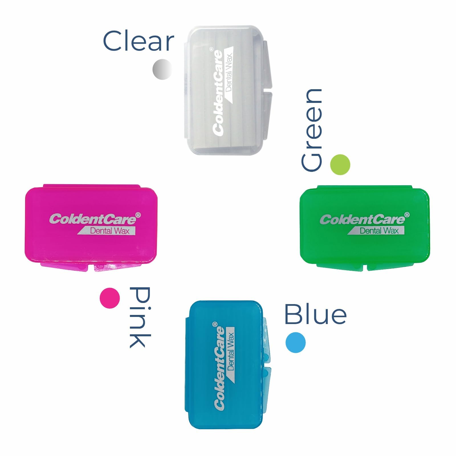 Orthodontic Braces Wax, 60 premium wax strips ColdentCare - Dental Wax for Braces and Aligners Wax Strips, Multicolor cases, 12 Pack with storage case, Light Mint Scent.