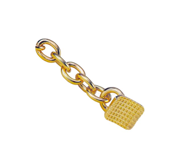 Eruption Appliance Traction Attachments: Buttons with Chain and Eyelets - Traction Chains with Rectangular Buttons (Stainless Steel & Gold Plated) - 10 Units per Pack