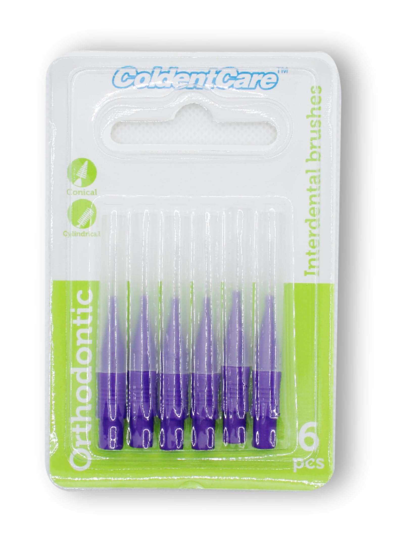 ColdentCare Orthodontic Interdental Toothbrush Dental Brush for Teeth Cleaning 4 Pack of 6, 3 Conical - 3 Cylindrical, Count 24 interdental Toothbrush Free Shipping
