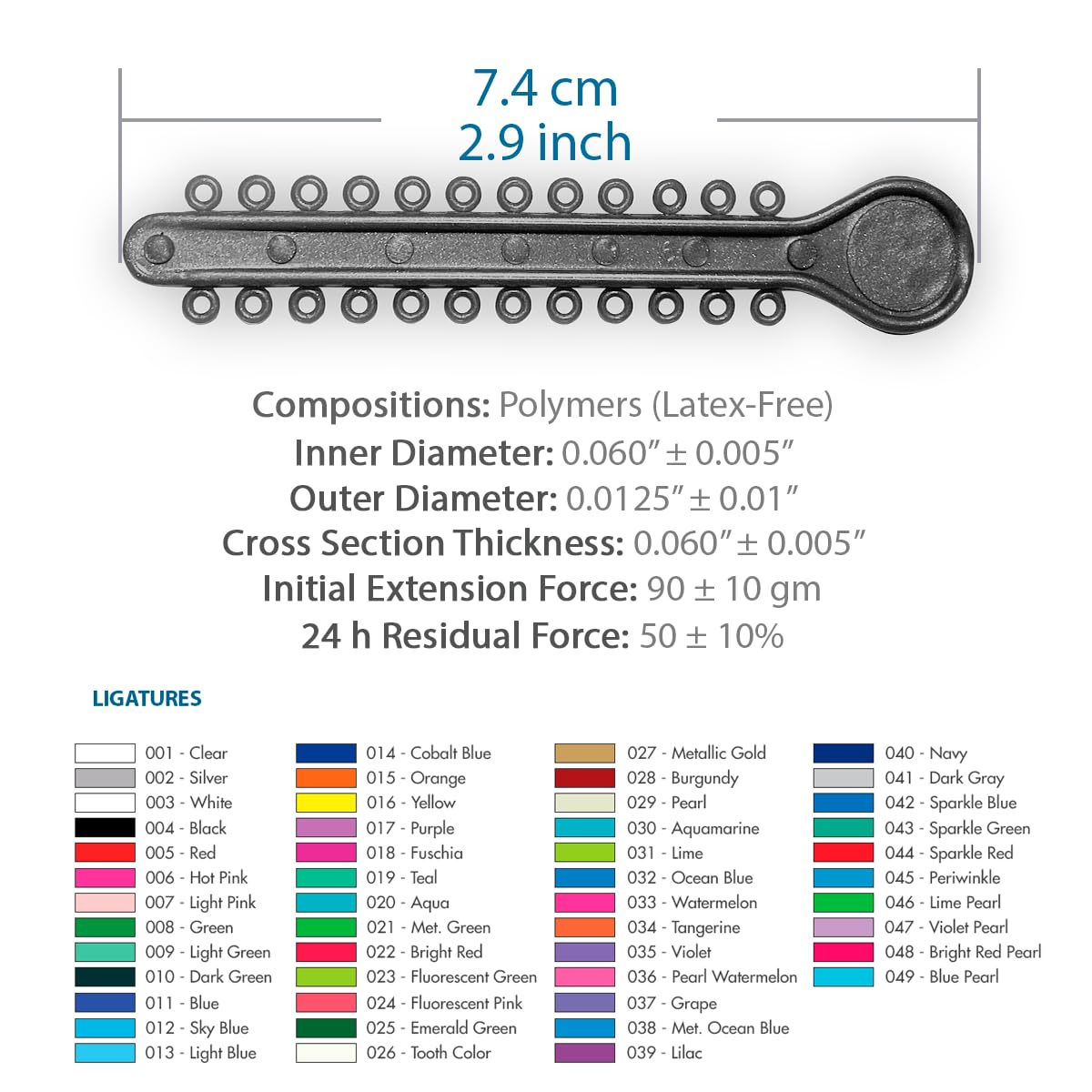Orthodontic Ligature Ties 42 Keys/24 Donuts 1008pcs-Low Friction Technology, Latex Free, Medical grade polyurethane-.060 Inner/.125 Outer Diameter-Made in USA-Orthodentalusa Corp. Free Shipping