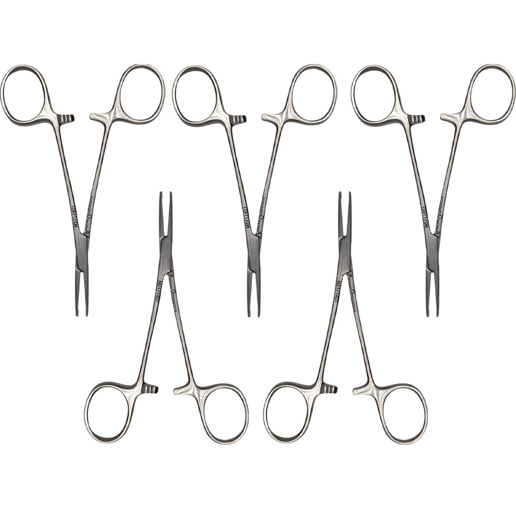 Set x 5 Orthodontic Mosquito Forceps – 12.5 cm Tip Contact – Secure Locking Mechanism – Japanese Steel – Premium Orthodontics – One Year Warranty – Ships from USA – Made by Orthodentalusa Corp.