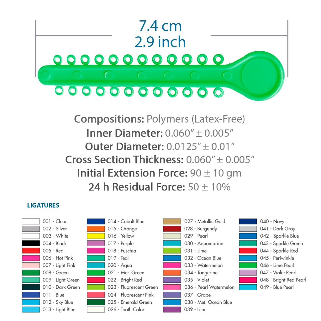Orthodontic Ligature Ties 42 Keys/24 Donuts 1008pcs-Low Friction Technology, Latex Free, Medical grade polyurethane-.060 Inner/.125 Outer Diameter-Made in USA-Orthodentalusa Corp. Free Shipping