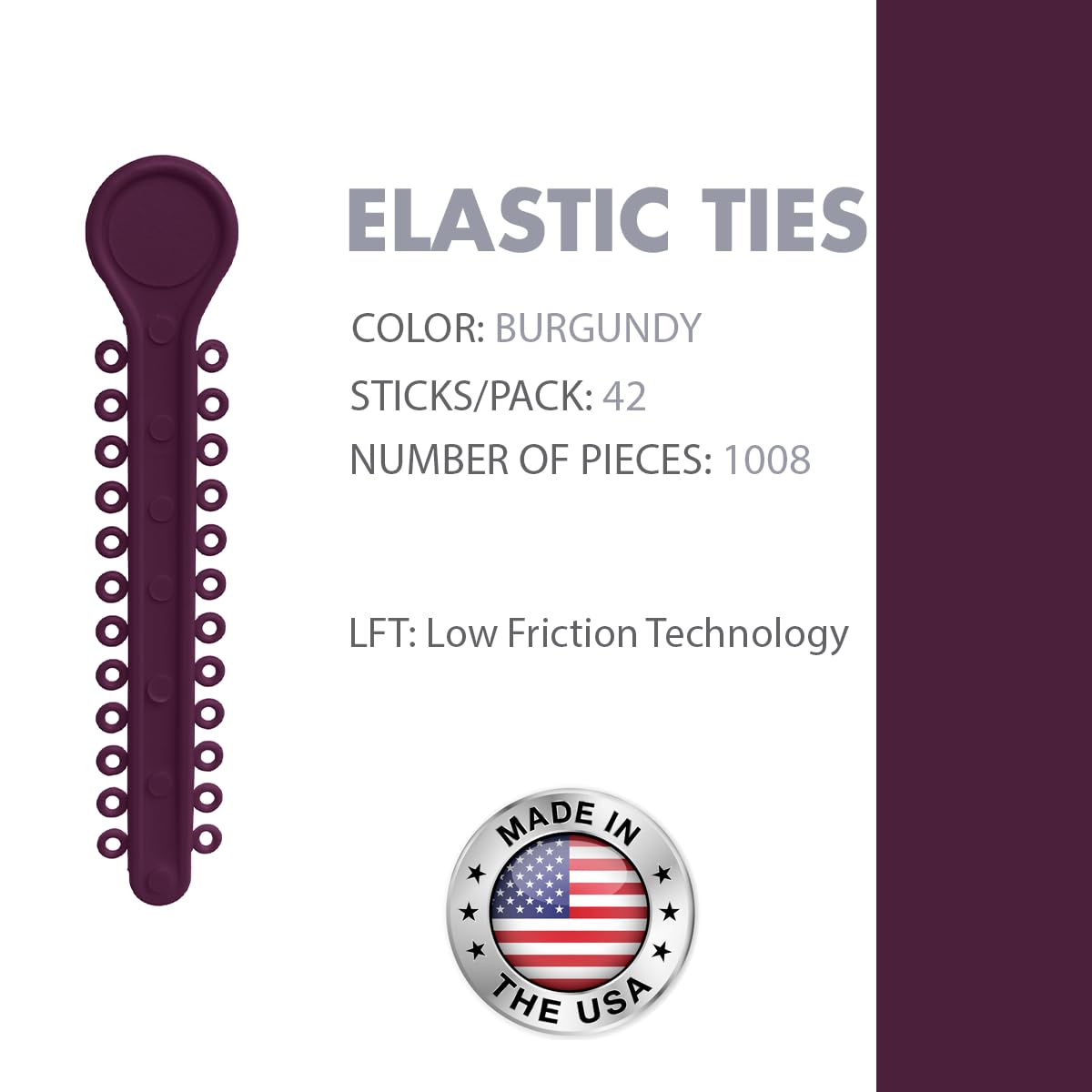 Orthodontic Ligature Ties 42 Keys/24 Donuts 1008pcs-Low Friction Technology, Latex Free, Medical grade polyurethane-.060 Inner/.125 Outer Diameter-Made in USA-Orthodentalusa Corp.