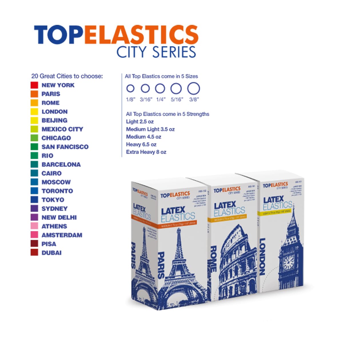Orthodontic Intraoral Elastic - 50 bag x 100pcs - 3/16 Heavy 6.5oz - 5mm / Surgical latex CHICAGO, 5000 pcs per box, packaged in resealable poly bags - Made in USA - Orthodentalusa Corp.