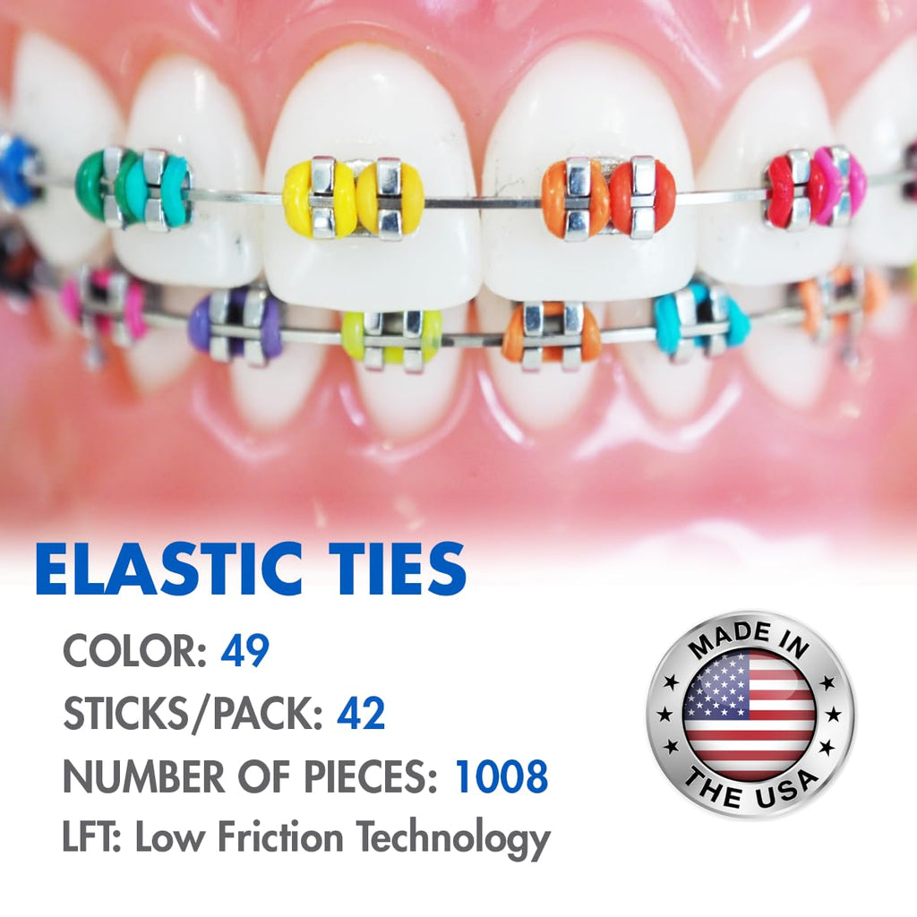 Orthodontic Ligature Ties 42 Keys/24 Donuts 1008pcs-Low Friction Technology, Latex Free, Medical grade polyurethane-.060 Inner/.125 Outer Diameter Made in USA Orthodentalusa Corp. Free Shipping