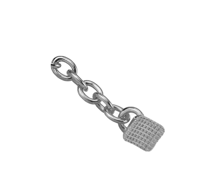 Eruption Appliance Traction Attachments: Buttons with Chain and Eyelets - Traction Chains with Rectangular Buttons (Stainless Steel & Gold Plated) - 10 Units per Pack
