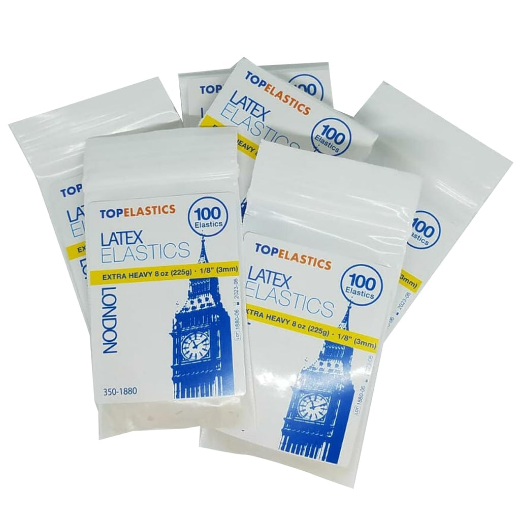 Orthodontic Intraoral Elastic - 50 bag x 100pcs - 1/8" X-Heavy 8oz - 3mm / Surgical latex LONDON, 5000 pcs per box, packaged in resealable poly bags - Made in USA - Orthodentalusa Corp.