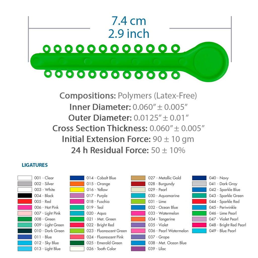 Orthodontic Ligature Ties 42 Keys/24 Donuts 1008pcs-Low Friction Technology, Latex Free, Medical grade polyurethane-.060 Inner/.125 Outer Diameter-Made in USA-Orthodentalusa Corp.