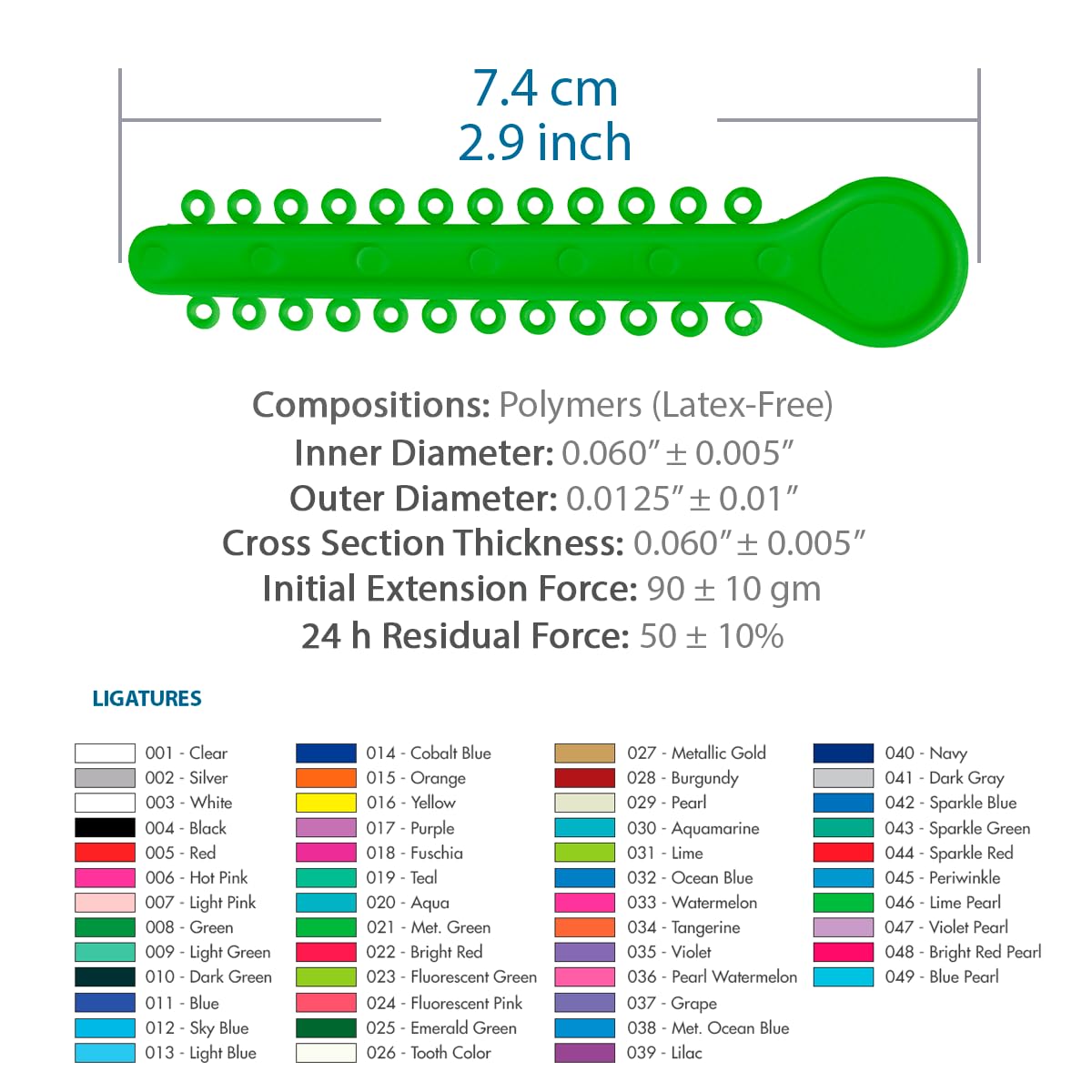 Orthodontic Ligature Ties 42 Keys/24 Donuts 1008pcs-Low Friction Technology, Latex Free, Medical grade polyurethane-.060 Inner/.125 Outer Diameter-Made in USA-Orthodentalusa Corp.
