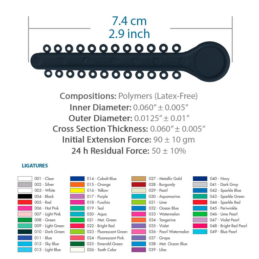 Orthodontic Ligature Ties 42 Keys/24 Donuts 1008pcs-Low Friction Technology, Latex Free, Medical grade polyurethane-.060 Inner/.125 Outer Diameter-Made in USA-Orthodentalusa Corp.
