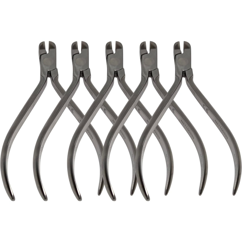 Set x 5 Orthodontic Ligature & Pin Cutters – Wide 15° with Stainless Steel Tip/Dentaurum Style - Wide Beak/One-Year Warranty - Made for The USA by Premium Orthodontics - Orthodentalusa Corp.