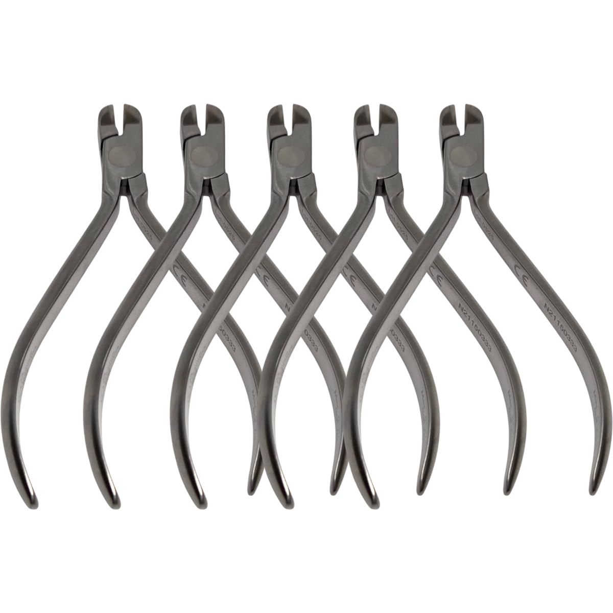 Set x 5 Orthodontic Ligature & Pin Cutters – Wide 15° with Stainless Steel Tip/Dentaurum Style - Wide Beak/One-Year Warranty - Made for The USA by Premium Orthodontics - Orthodentalusa Corp.