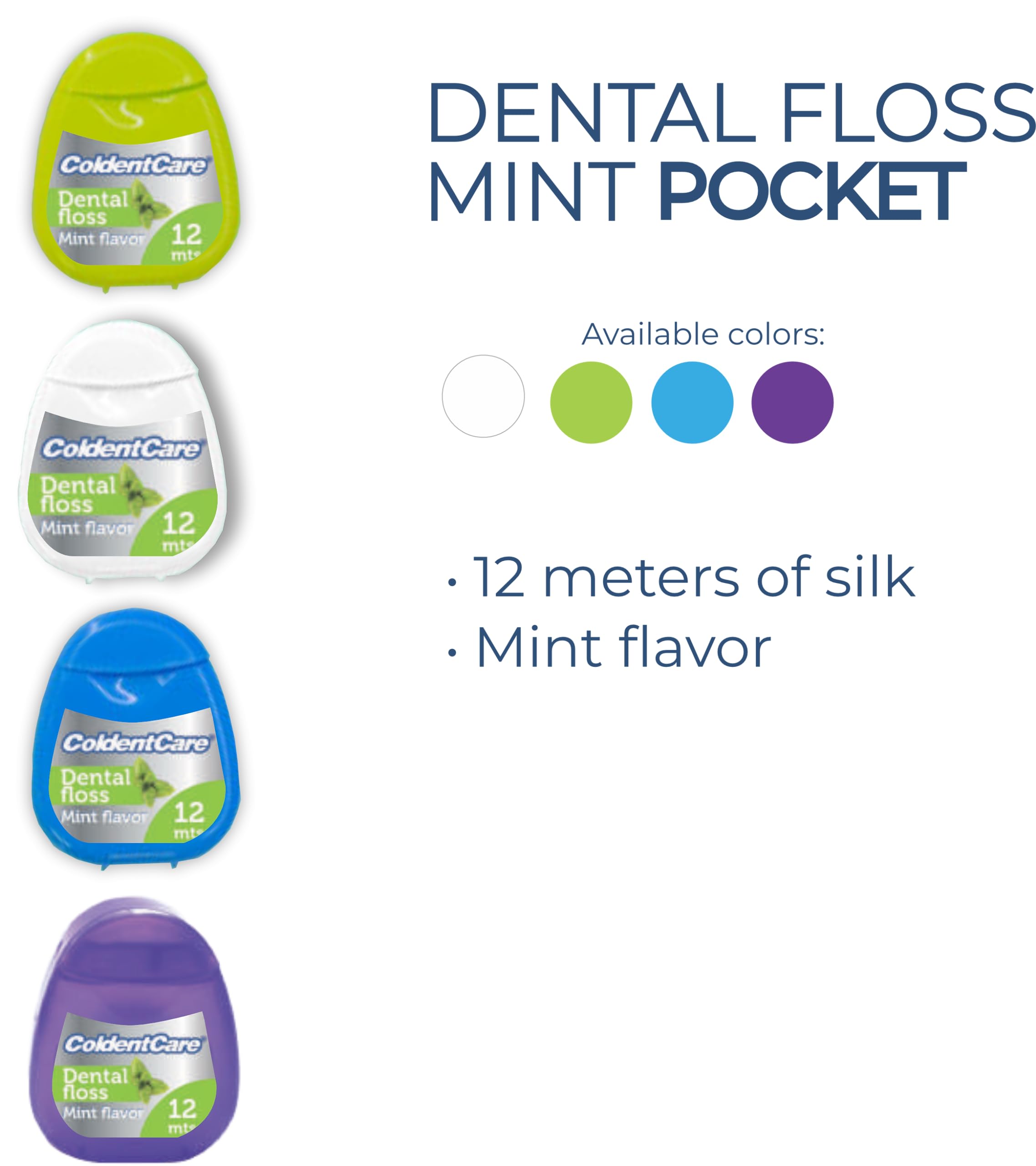 42 Pcs Orthodontic Dental Floss Pocket ColdentCare - 12m Silk, Mint Flavor - Available in White, Green, Purple, Blue. 1 Count Free Shipping
