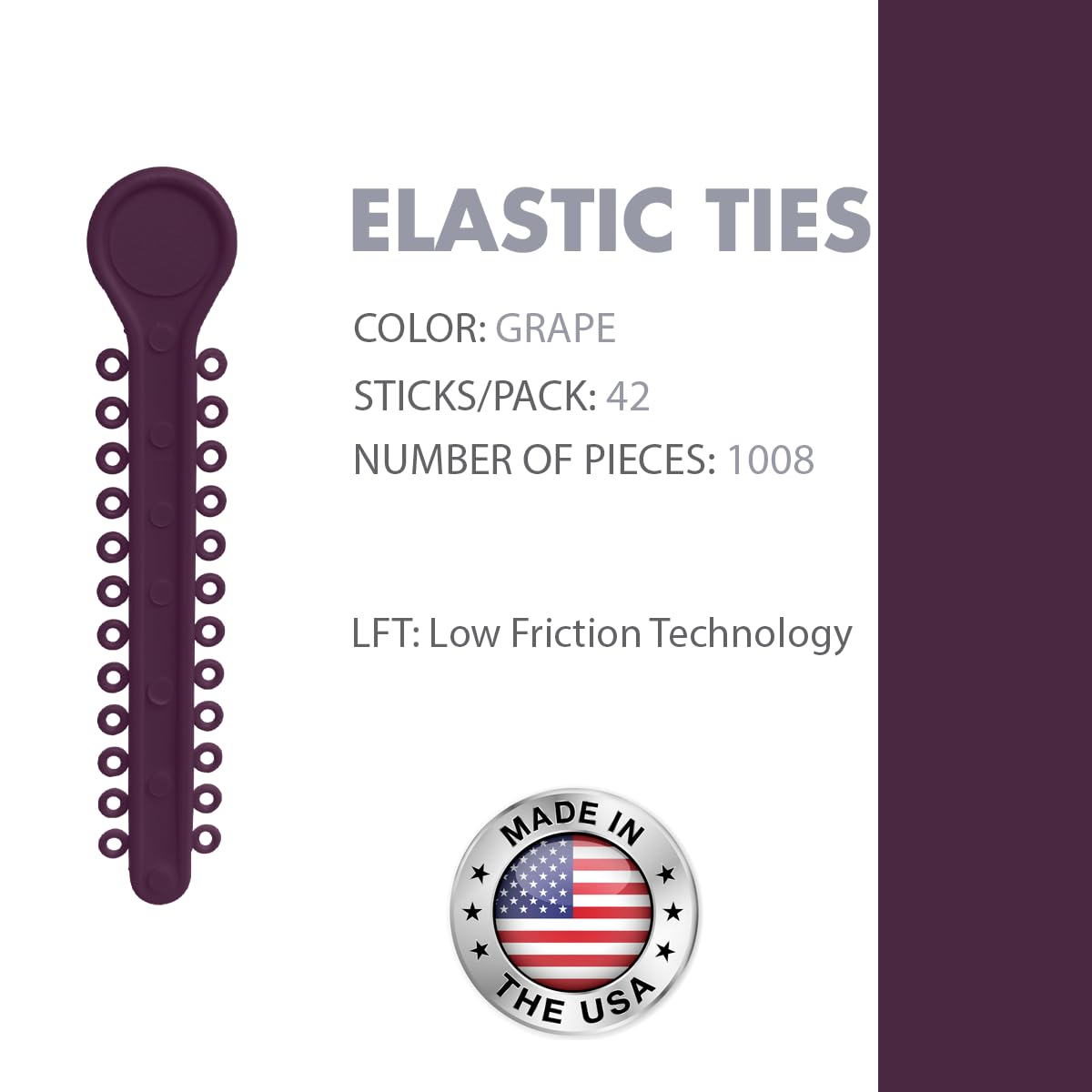 Orthodontic Ligature Ties 42 Keys/24 Donuts 1008pcs-Low Friction Technology, Latex Free, Medical grade polyurethane-.060 Inner/.125 Outer Diameter-Made in USA-Orthodentalusa Corp.