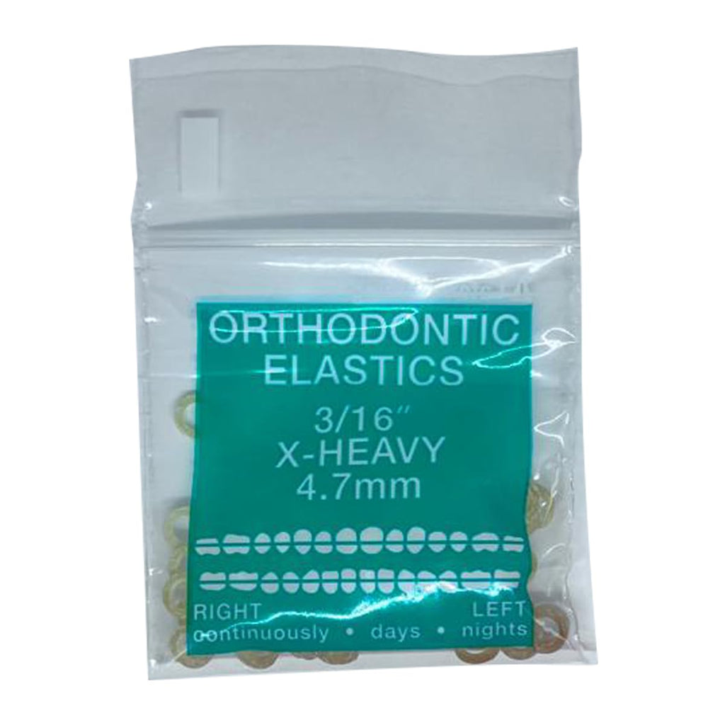 Orthodontic Intraoral Elastics - 10 bag x 100pcs - Extra Heavy 3/16" 8 oz – 4.7mm, Surgical Latex - 1000pcs, Dental natural material - Made in USA - Orthodentalusa Corp