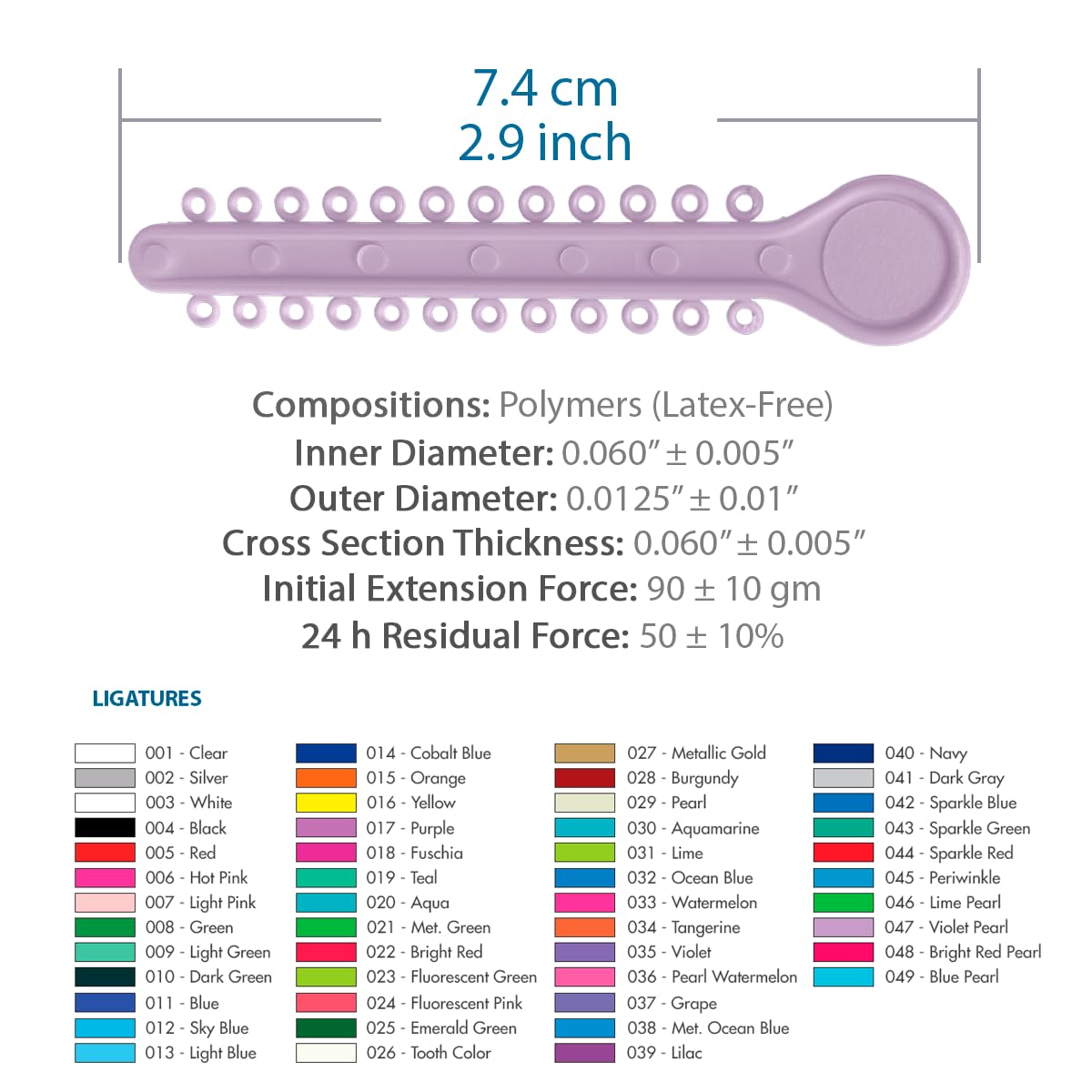 Orthodontic Ligature Ties 42 Keys/24 Donuts 1008pcs-Low Friction Technology, Latex Free, Medical grade polyurethane-.060 Inner/.125 Outer Diameter-Made in USA-Orthodentalusa Corp.