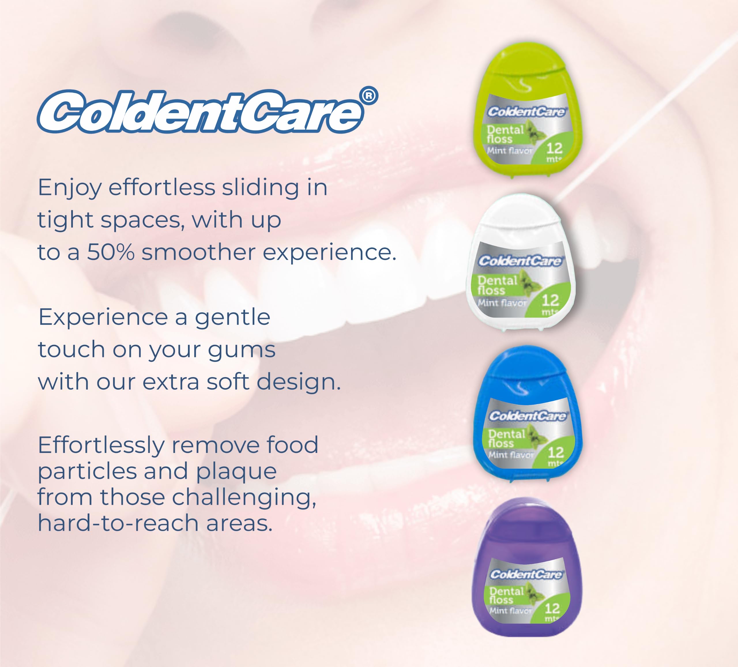 42 Pcs Orthodontic Dental Floss Pocket ColdentCare - 12m Silk, Mint Flavor - Available in White, Green, Purple, Blue. 1 Count Free Shipping