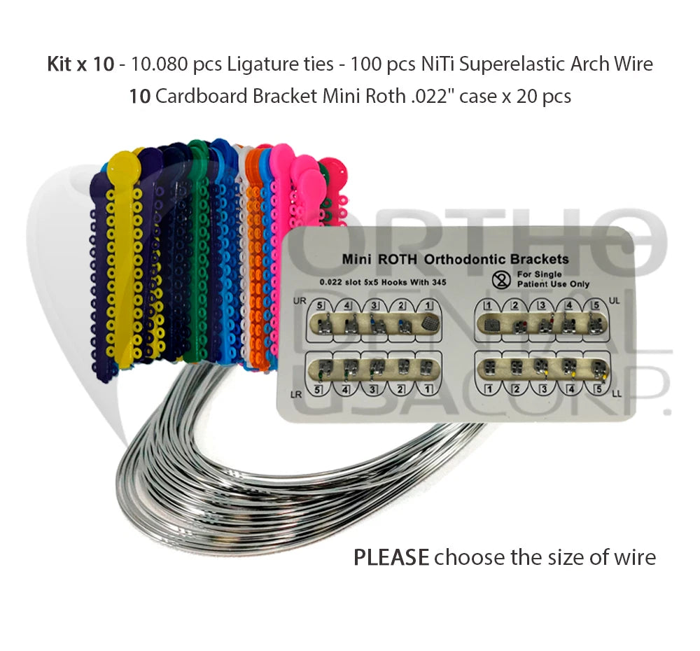 KIT Include Brackets Elastomeric Ligature Ties and bag of Wires Orthodentalusa