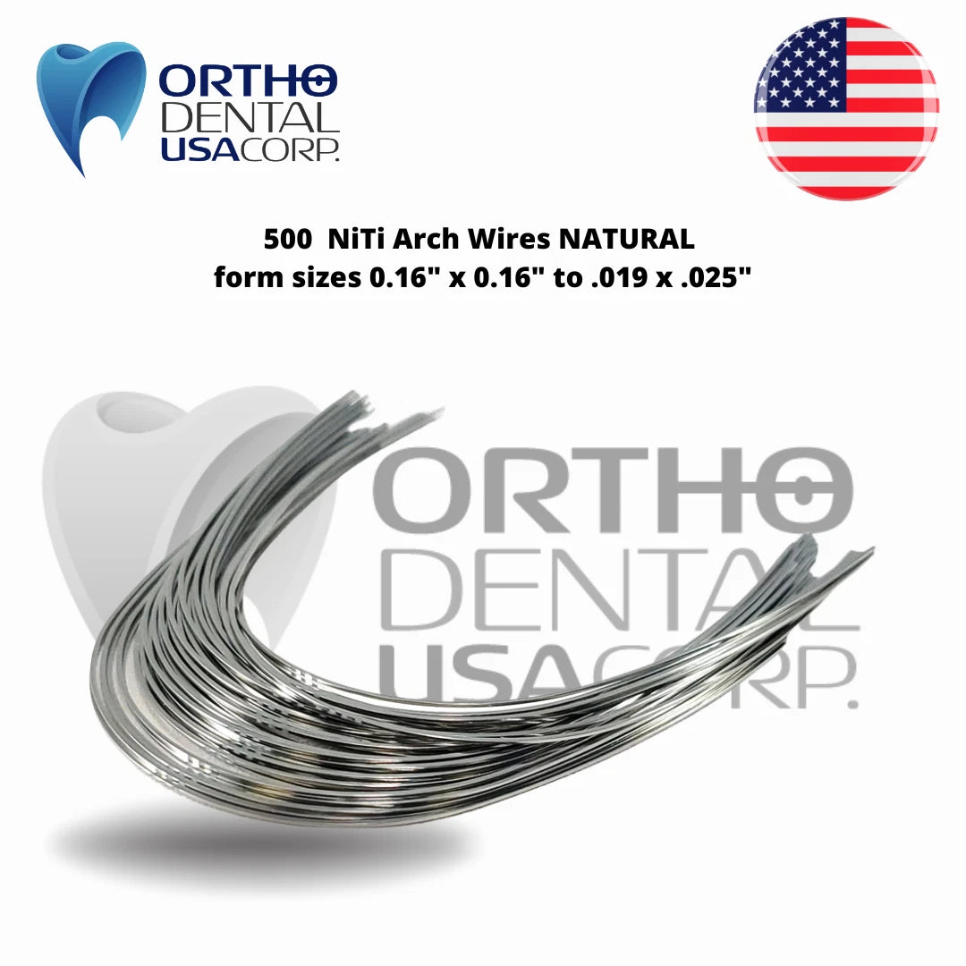 500 NiTi Arch Wires NATURAL form sizes 0.16"x0.16" to 0.19x 0.25" Orthodentalusa