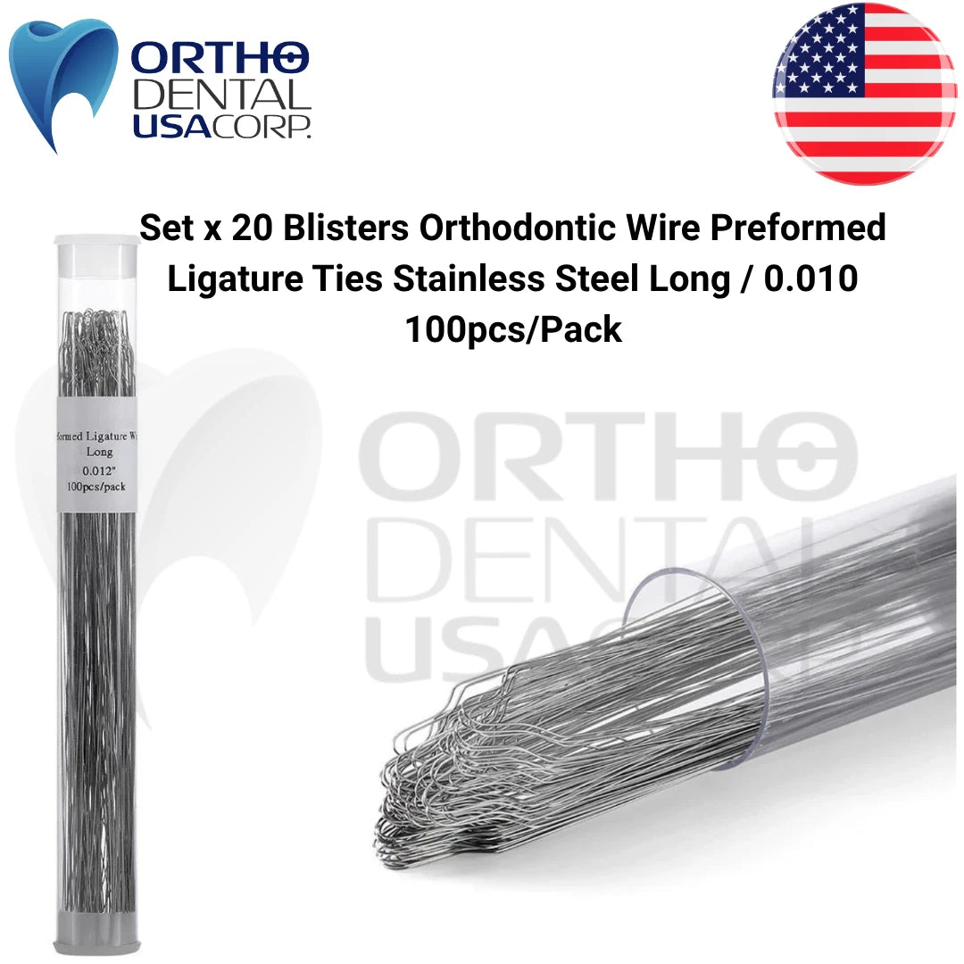 Set x 20 Blisters Orthodontic Preformed Ligature Wire SS Ties Long 0.10″ pcs USA Seller