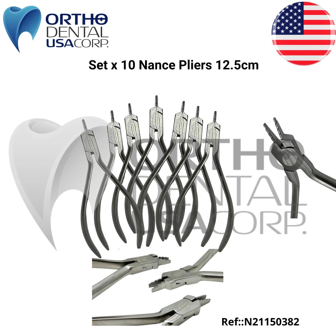 Set x 5, 10, 15,20,30 and 50 Orthodontic Nance Pliers 12 cm Orthodentalusa Made for USA