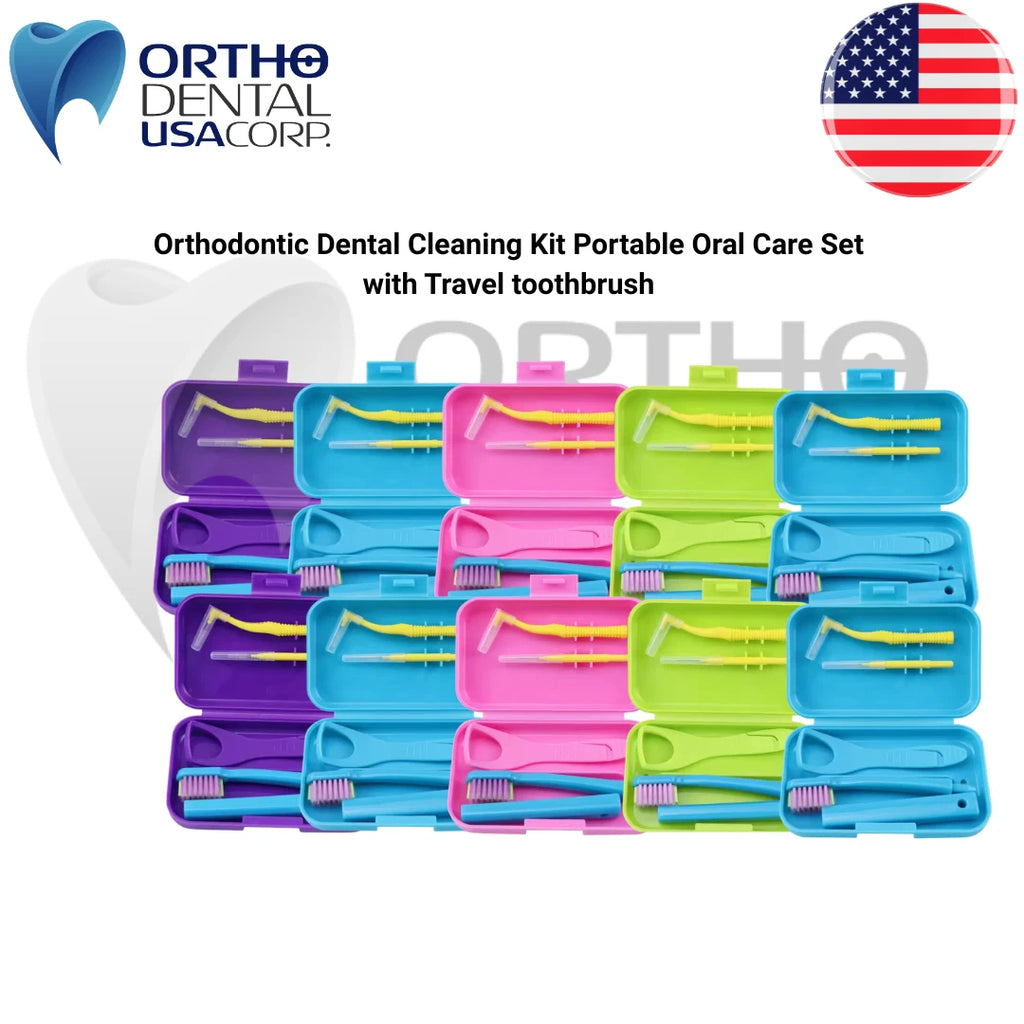 Set x 5 or 10 Orthodontic Cleaning Kit Portable Oral Care Travel toothbrush