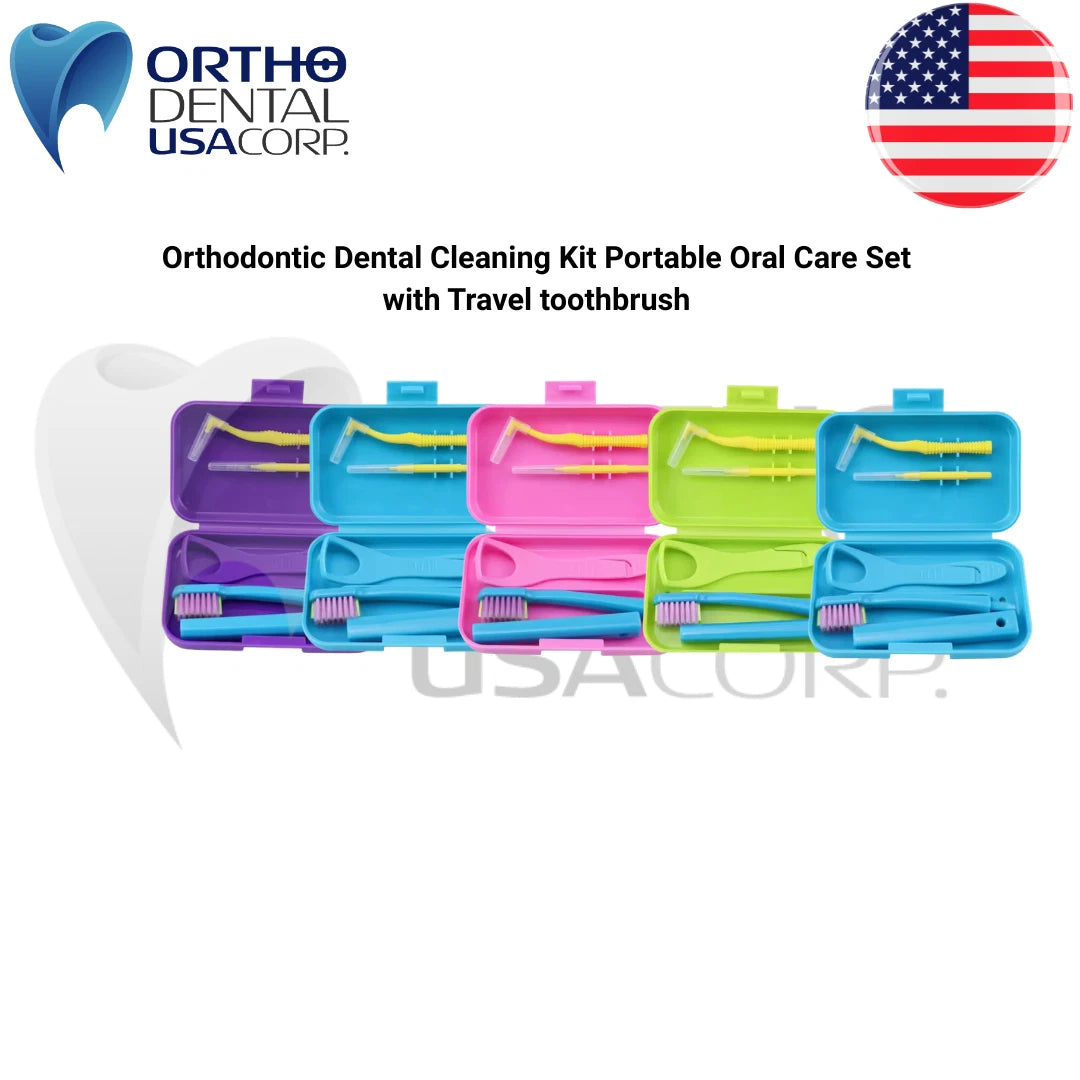 Set x 5 or 10 Orthodontic Cleaning Kit Portable Oral Care Travel toothbrush