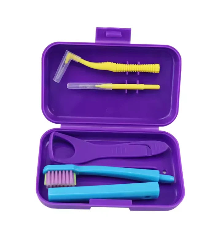 Set x 5 or 10 Orthodontic Cleaning Kit Portable Oral Care Travel toothbrush